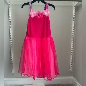 Princess Expressions Girls Pink Floral Sequin Party Dress, Size large